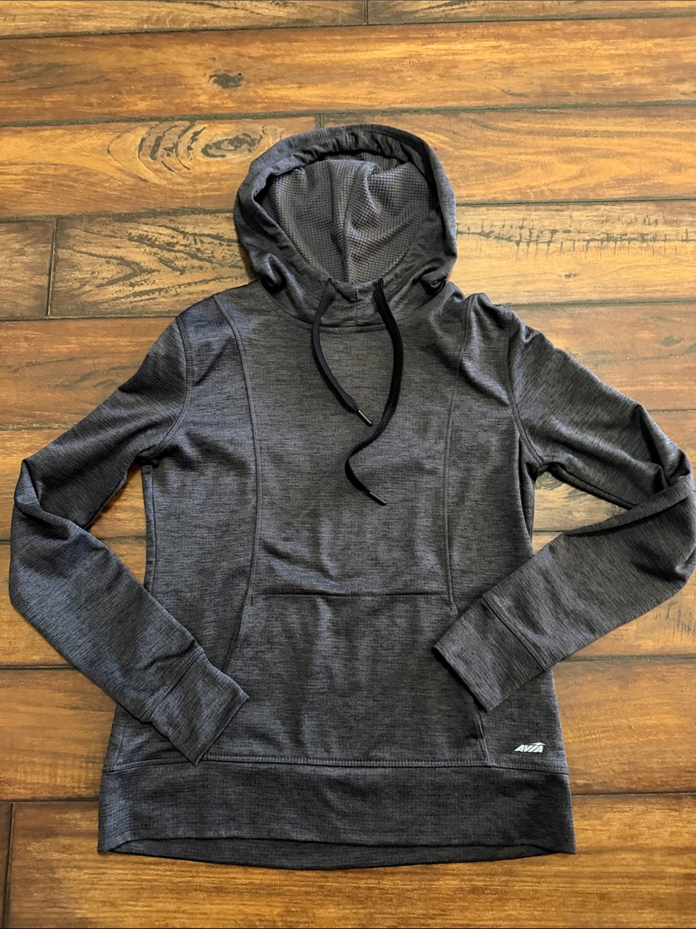 Avia Heathered Charcoal Hooded Pullover Lightweight Sweatshirt